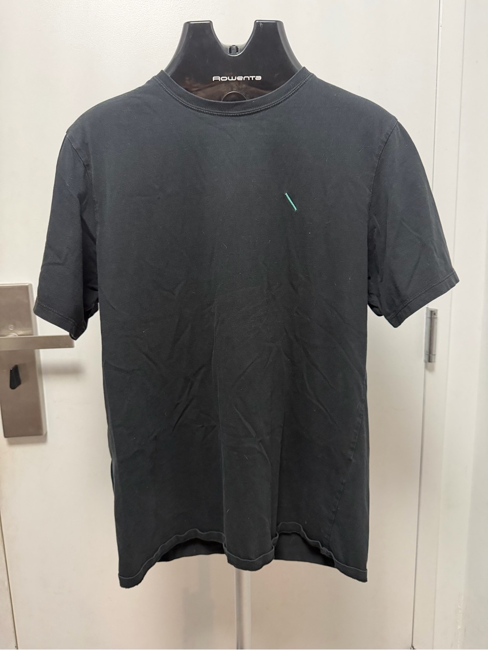 Saturdays New York City Black Crewneck T-Shirt with Teal Stitch